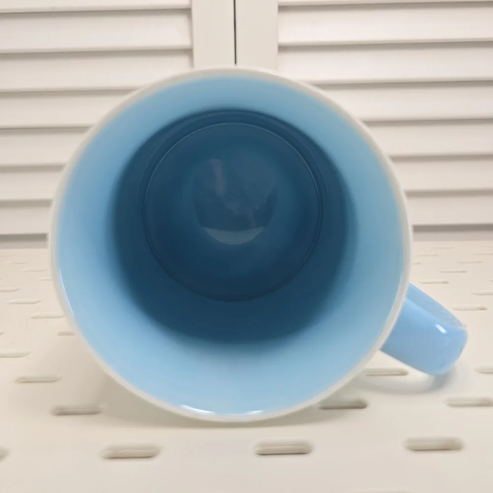 STARBUCKS Coffee Mug‎ 16oz 2007 Blue Handle Retro Typography Y2K Café Collectors